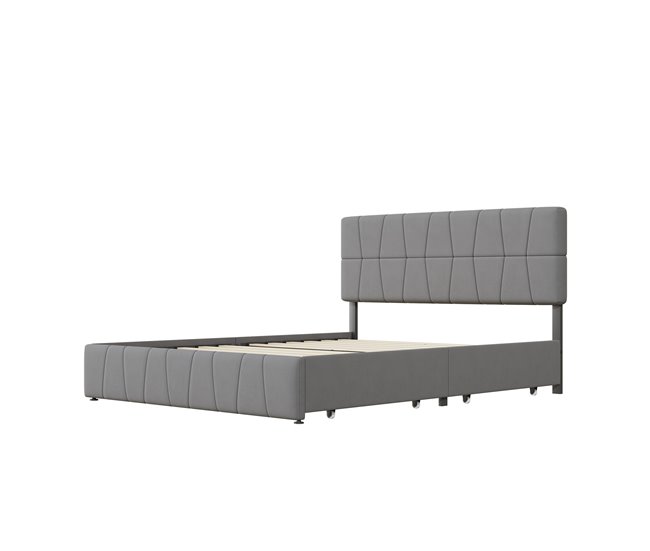 Cama, 4 cajones, cama doble, cama para adolescentes 164x209 Gris