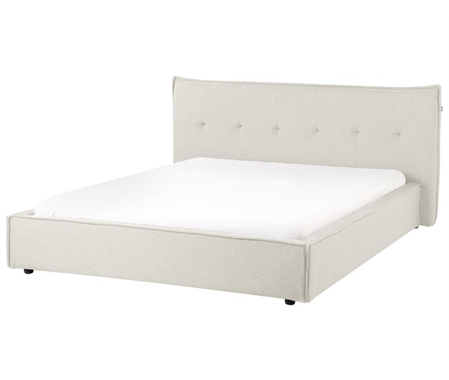 Beliani Cama de agua Lino LESTRE 201x221 Crema