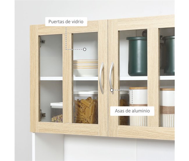 Alacena de Cocina Melamina de Madera HOMCOM, hogar - cocina Blanco/ Madera