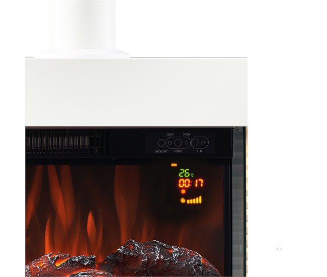 KAMINIO Eléctrica Chimenea LIZ con Tubo de Chimenea Blanco