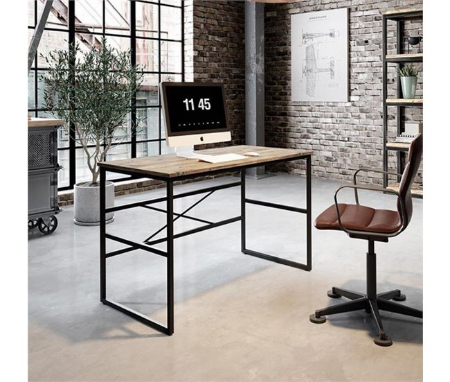 Escritorio Dormitorio Oficina Factory M Muebles Bonitos 120x60 Negro/ Madera