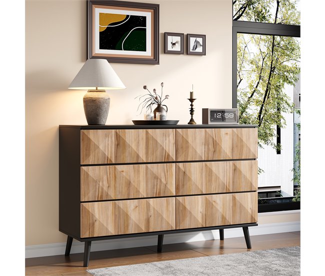 Cómoda doble con 6 cajónes Negro