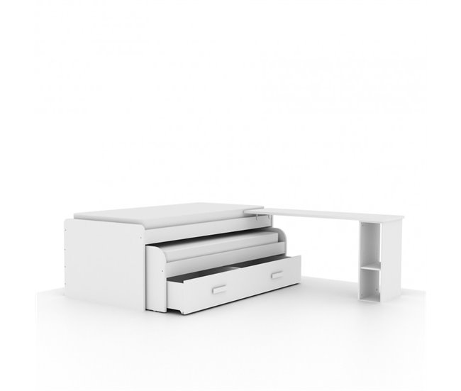 Escritorio soporte cama + estantería Blanco