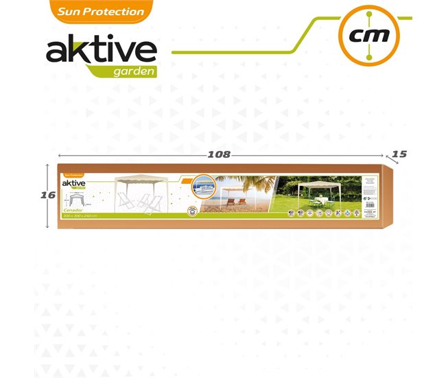 Cenador crema 300x300x240 Aktive Garden Crema
