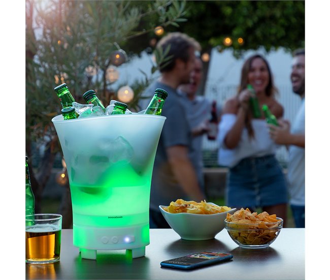 Cubitera LED con Altavoz Recargable Transparente