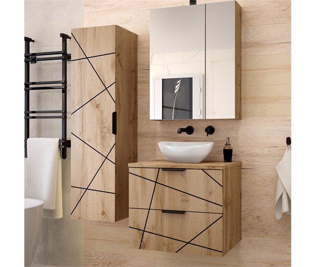 Conjunto de muebles con lavabo individual y columna Teren 60 Madera