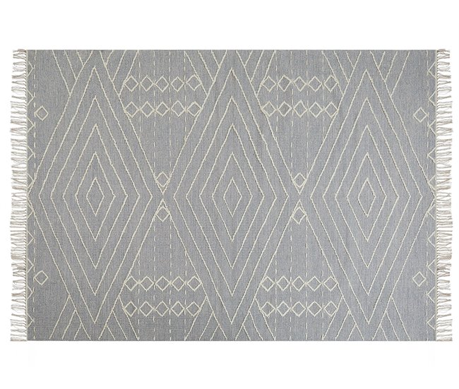 Beliani Alfombra de pelo corto KHENIFRA 160x230 Blanco/ Beige