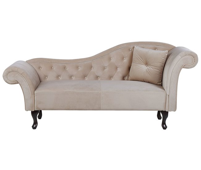 Beliani Chaise longue derecho Terciopelo LATTES Beige