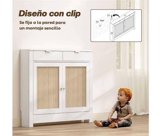 Cubre Radiadores Melamina de Madera, MDF HOMCOM Blanco