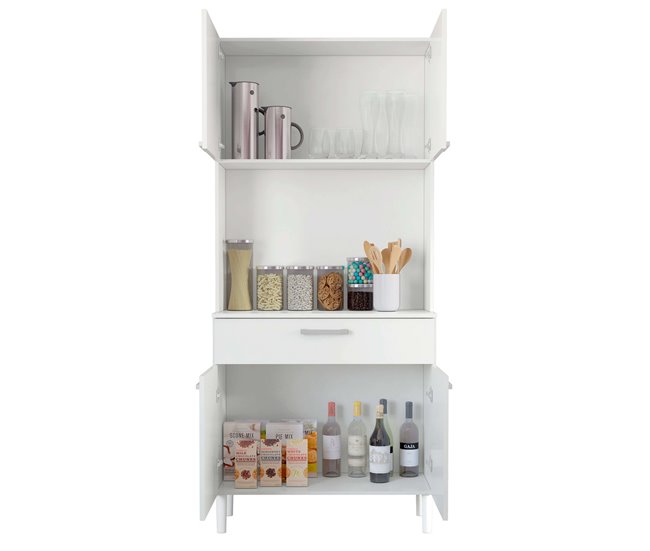 Armario Cocina Aparador 4 Puertas 1 Cajón Blanco