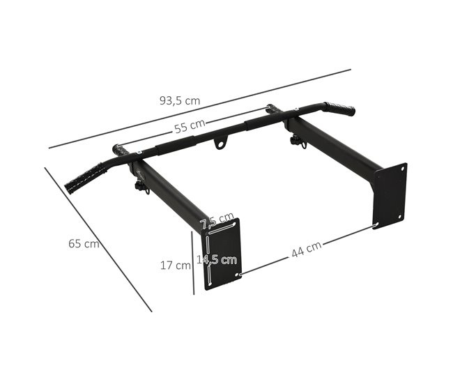 Barra de Dominadas de Pared Acero HOMCOM Negro