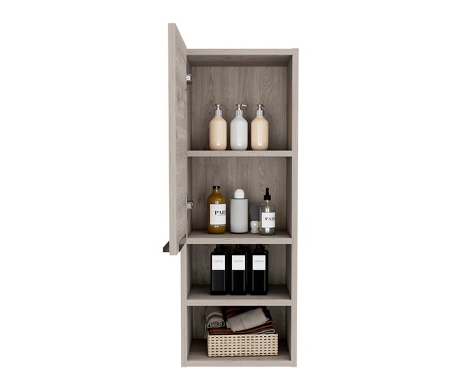 Armario de Pared baño Mila, con estantes Gris