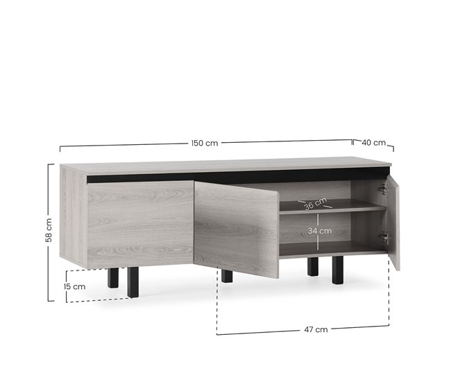 Mueble TV Molina 3 puertas Roble