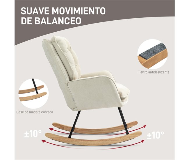Silla Mecedora Chenilla, Espuma HOMCOM, hogar - sofás y butacas Crudo
