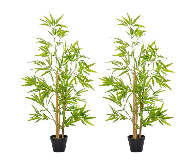 Bambús Artificiales PE, PP Outsunny, hogar - decoración Verde