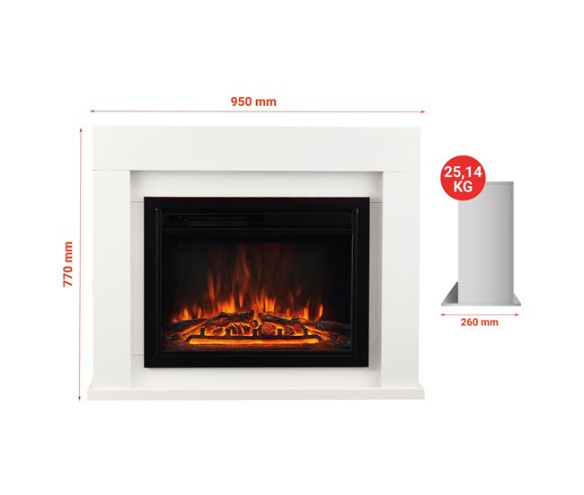 KAMINIO Eléctrica Chimenea MATTI - Chimenea Eléctrica Blanco