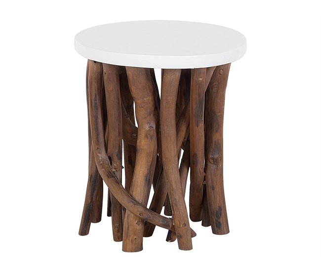 Beliani Mesa auxiliar HOUMA 36x36 Blanco