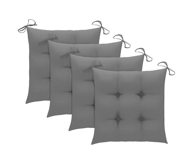 4 Sillas de comedor para jardín de madera con cojines Antracita