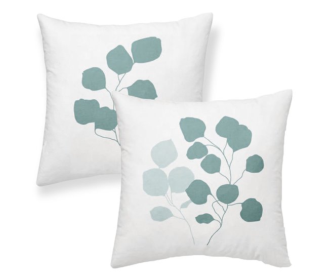 Pack 2 fundas de cojín deco EUCALIPTO Verde