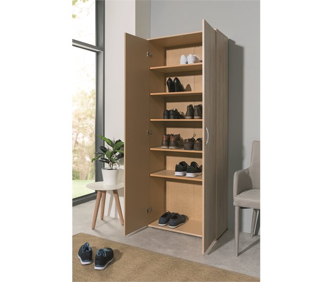 Zapatero con 2 puertas y 5 baldas BIGGER Roble