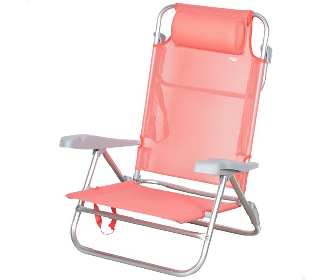 Aktive Silla de playa plegable y reclinable 7 posiciones Naranja