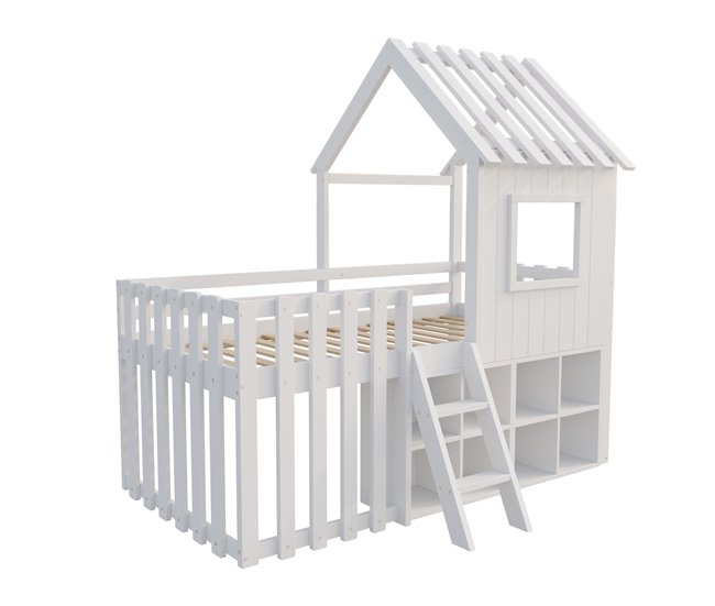 Cama alta para niños 95x204 Blanco