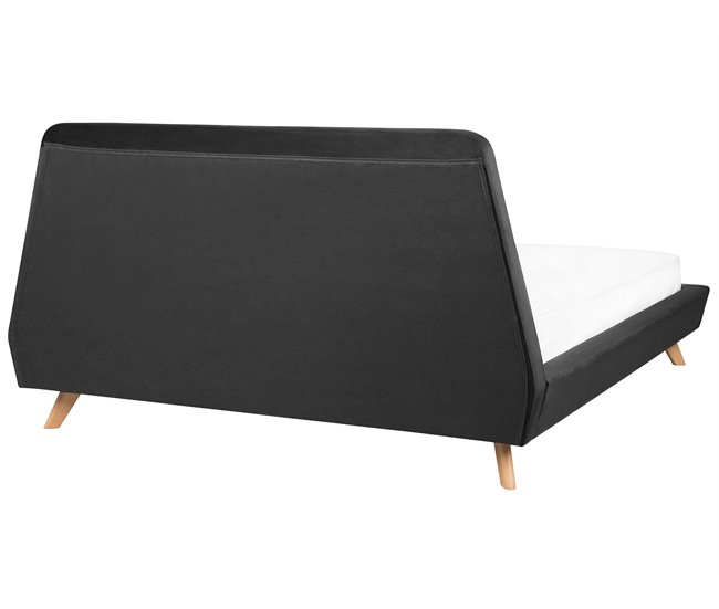 Beliani Cama Terciopelo VIENNE 200x220 Gris Oscuro