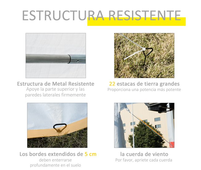 Carpa de Jardín Acero y PE Outsunny 800x400 Blanco