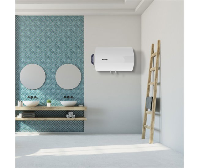Termo eléctrico, Ariston, Blu1 Eco Horizontal, 80 litros, Clase Energetica B Blanco Brillo