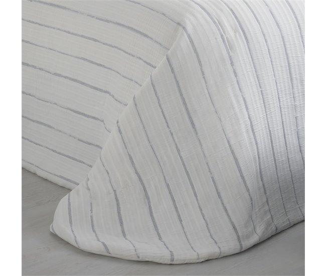 Colcha Bouti Jacquard y Funda De Cojín Arte Blanco/ Gris