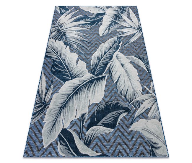 Alfombra Estructural BOTANIC 65242 Plumas, zigzag 137x190 Azul Marino