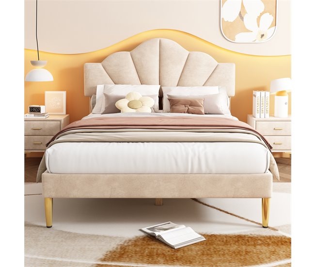 Marco de la cama 190x140 Beige