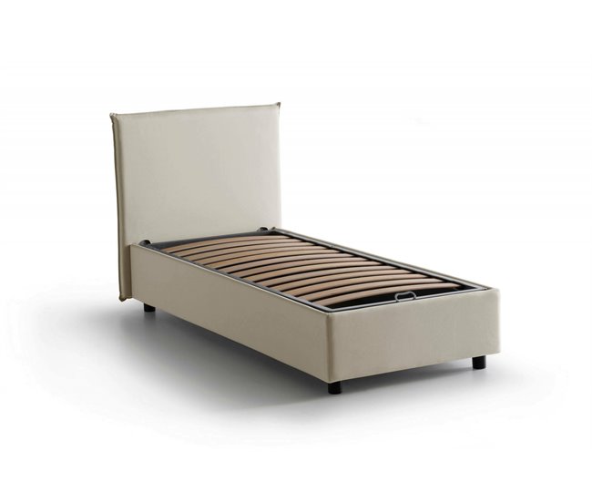 Cama individual en tela Beige