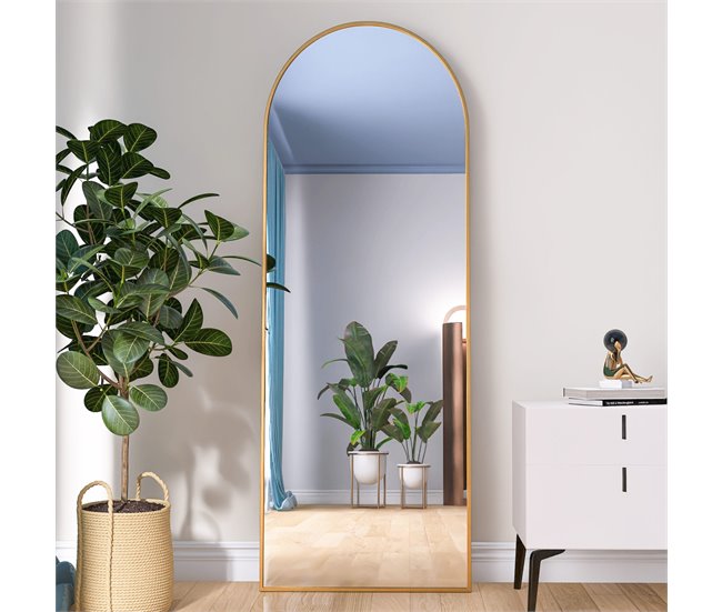 Espejo de suelo, de pared, inclinable, para salón 60x165 Dorado