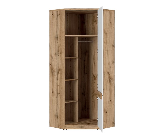 Armario de esquina 1 puerta June Natural/ Blanco