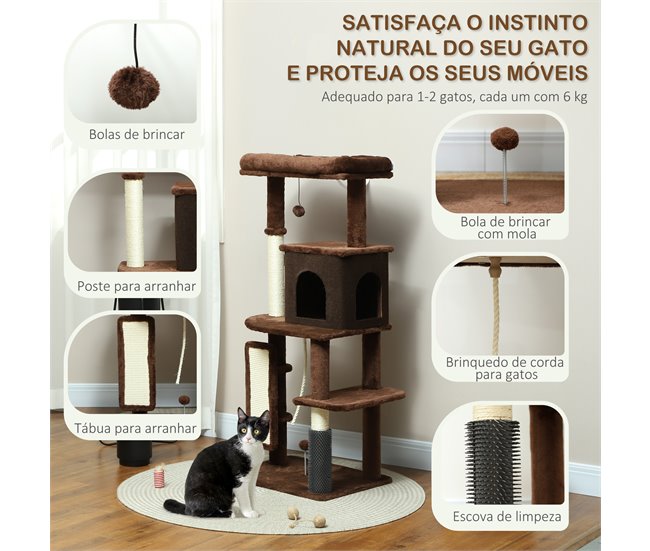 Árbol para Gatos Aglomerado de Madera PawHut Marron