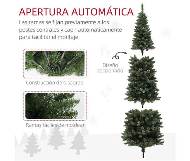 Árbol de Navidad Plástico HOMCOM, hogar - decoración Verde