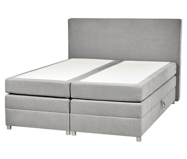 Beliani Cama continental Poliéster MINISTER 168x209 Gris Claro
