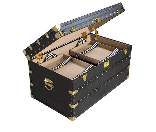 ANGEL CERDA Baúl piel 93 Negro/ Dorado