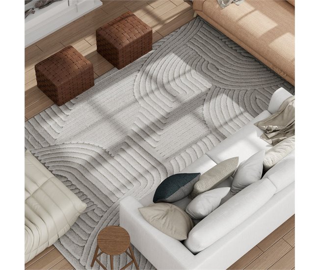 Alfombra para Salón Poliéster HOMCOM, hogar - decoración Gris