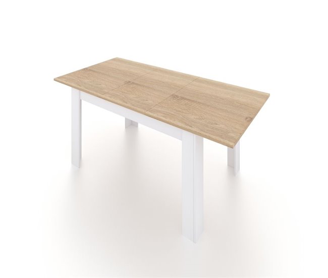 Mesa de comedor extensible Danna 123x75 Blanco/ Madera