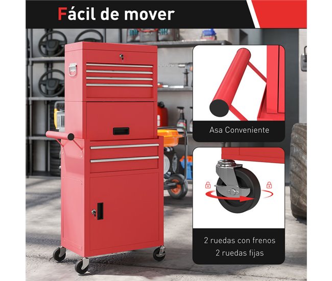 Carro de Herramientas Acero HOMCOM 60 Negro