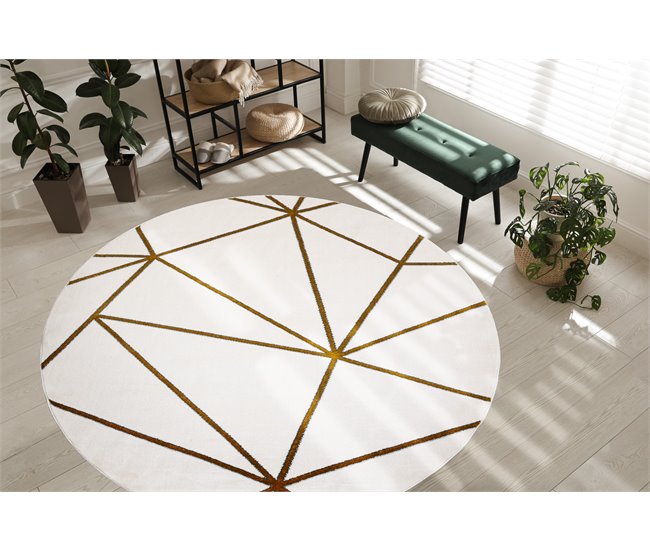 Alfombra EMERALD exclusivo 1013 circulo - glamour 120x120 Crema