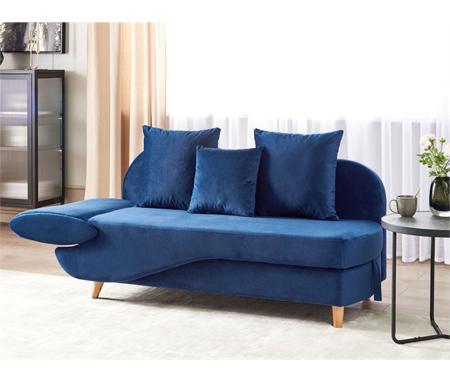 Beliani Chaise longue Terciopelo MERI Azul Marino