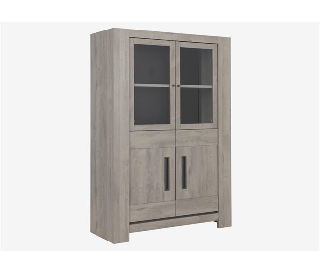 Vitrina 4 puertas BOSTON roble y gris Roble Gris