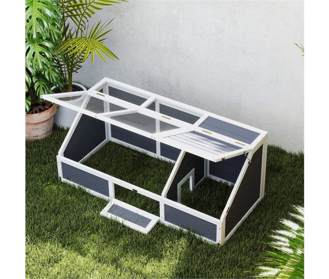 Casa para Tortugas Madera de Abeto, Acero Galvanizado PawHut Gris