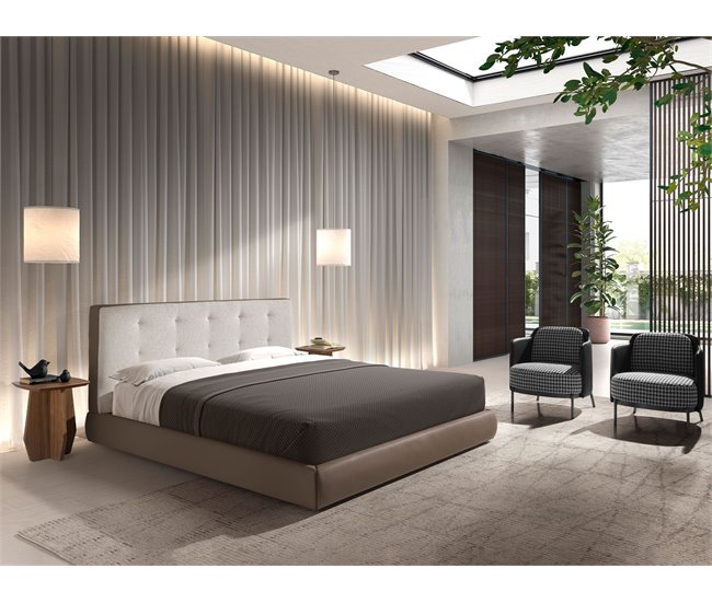 ANGEL CERDA Sillón tela blanca y negra y polipiel negro Negro