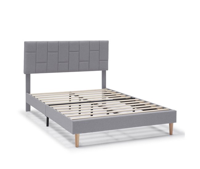 Estructura de Cama tapizada Sorni 150x190 Gris Claro