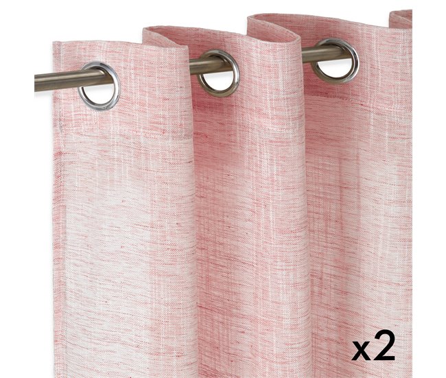 Vipalia Pack 2 Unidades Cortinas confeccionadas visillo semitransparentes anillas metal 