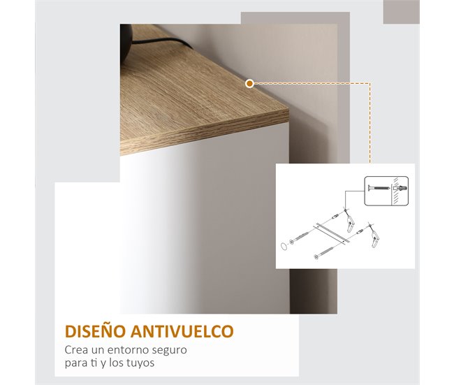 Aparador de Cocina Melamina de Madera HOMCOM 90 Blanco